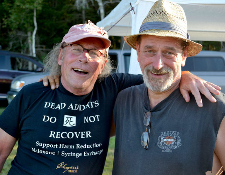 A collaboration between Chooper's Foundation founder Tim Cheney (left) and Rockers in Recovery co-founder John Hollis brought the Rockers in Recovery music festival to Cheney's Clark's Cove Farm in Walpole on Saturday, Aug. 27. (Abigail Adams photo)