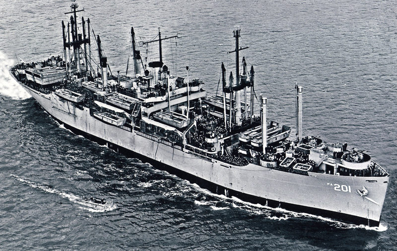 The USS Menard carried U.S. troops home as part of "Operation Magic Carpet" in 1945 and 1946. (Photo courtesy Howard Cederlund)