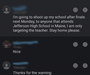 A post online contains a threat to "shoot up ... Jefferson High School in Maine." The Lincoln County Sheriff's Office and Maine State Police are investigating the threat.