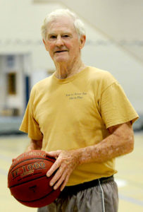 Octogenarian Tom Justice plays pickup basketball at the CLC YMCA a couple of times a week. (Paula Roberts photo)