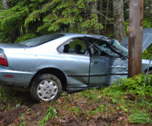 A teenage passenger was transported to the hospital after a single-car accident on Route 32 in Bristol the afternoon of Tuesday, June 7. Sgt. Jason Nein, of the Lincoln County Sheriff's Office, said speed is believed to have been a factor in the accident. (Maia Zewert photo)