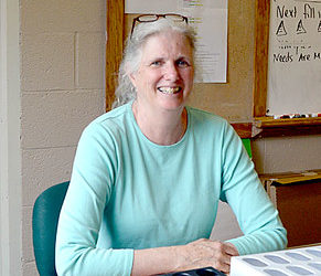 Amy Lessner, Lincoln Academy's physical education and health teacher, will retire at the end of the school year after 42 years of teaching. Lessner's classroom used to belong to her mother, Elizabeth "Peggy" Duckett, who taught English at Lincoln Academy. (Maia Zewert photo)