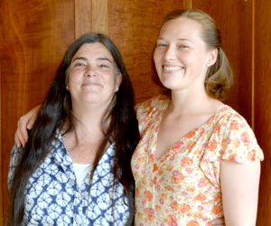 Jennifer Van Horne (left) and her daughters Torie DeLisle (right) and Erin Van Horne own Buzz Maine, a collaborative workspace coming to 133 Main St. in downtown Damariscotta. (Maia Zewert photo)