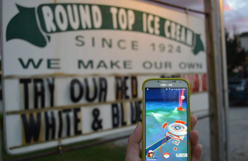 Round Top Ice Cream is a Pokemon Gym in the Pokemon Go app. As of Tuesday, July 19, the gym remains under the control of Team Valor, one of three teams within the game that battle for control over the gyms. (Haley Bascom photo)