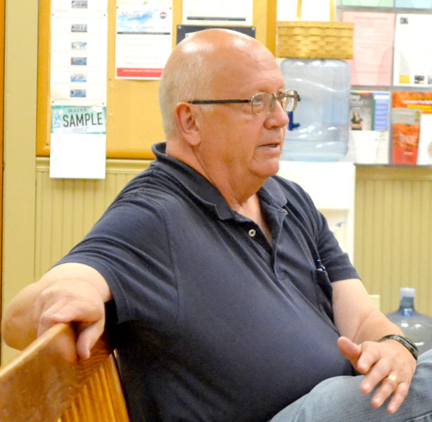 Bristol Fire Chief Paul Leeman Jr. talks about the fire department's use of the Bristol Mills swimming hole as a water source during a meeting with the Bristol Board of Selectmen on Wednesday, Aug. 24. (Maia Zewert photo)