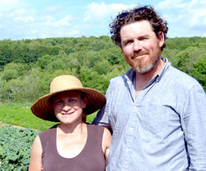 After three years of leasing the property, Morning Dew Farm owners Brady Hatch and Brendan McQuillen hope to purchase a 68-acre property along Route 1 in Damariscotta to continue farming the land. (Maia Zewert photo)