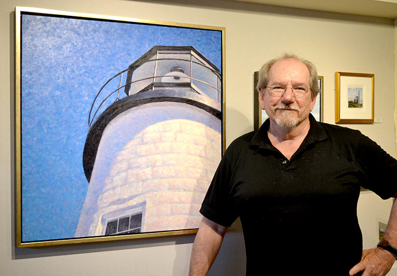 Will Kefauver, oil painter and owner of Kefauver Studio & Gallery, with his painting titled "Tower." (Christine LaPado-Breglia photo)