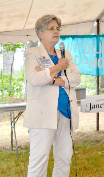 Dr. Emily Trask-Eaton will focus on jobs and health care during her campaign for House District 91, she said at the Lincoln County Democratic Committee's annual lobster bake Saturday, Aug. 13. (Abigail Adams photo)