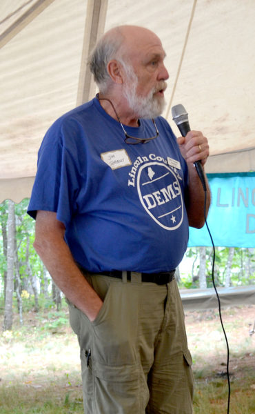 "In a perverse way, it's a lot of fun," Jim Torbert said of his bid for House District 88 at the Lincoln County Democratic Committee's annual lobster bake Saturday, Aug. 13. (Abigail Adams photo)