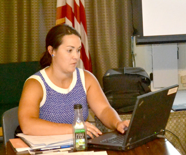 Megan Hopkin, a historic planner with the Maine Department of Transportation, explains the federal review process to the Wiscasset Historic Preservation Commission on Thursday, Aug. 4. (Abigail Adams photo)