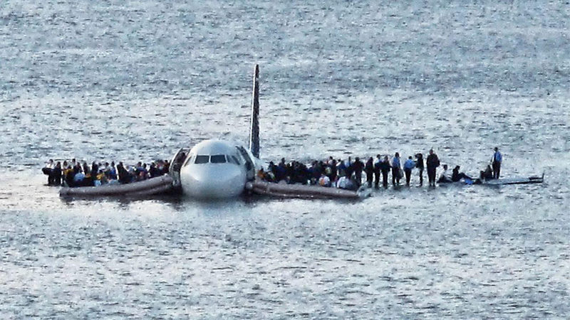 One hundred fifty-five crew members and passengers wait to be rescued after US Airways flight 1549 made an emergency landing on the Hudson River in a scene from "Sully," rated PG-13, playing Friday-Thursday, Sept. 23-29 at The Harbor Theatre, Boothbay Harbor.