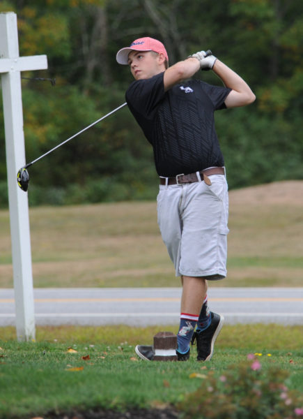 Lincoln Academy golfer Basel White shot a 38, his best score of the year, to tie for medalist with teammate Bailey Plourde.