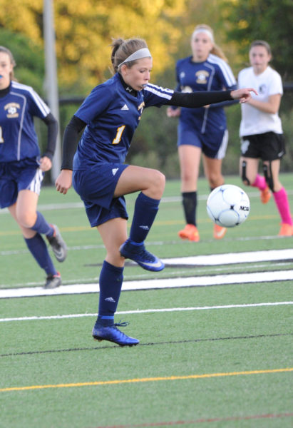 Cassie Smeltzer scored the winning goal for Medomak Valley in their 1-0 victory over Lincoln Academy.