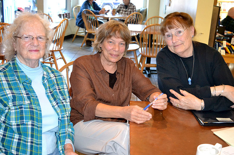 Menbers of the Miles Memorial Hospital League Art Committee, which is celebrating its 30th anniversary this fall (from left): Bristol artist Judy Nixon; Connie Bright, director of volunteers at LincolnHealth; and Pemaquid artist Julie Babb, president of the art committee. (Christine LaPado-Breglia photo)