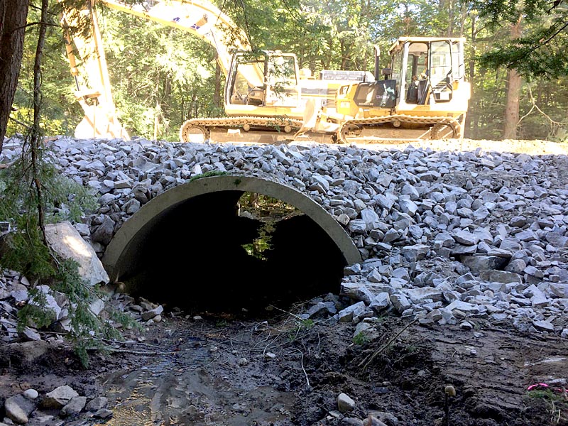 The replacement of the Vigue Road culvert in Whitefield nears completion Thursday, Sept. 29. (Photo courtesy Garrison Beck)