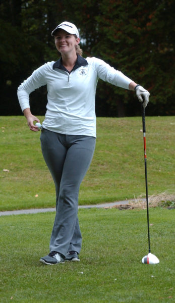 Lincoln Academy senior Bailey Plourde shot an 18 hole round of 75 in the KVAC State Golf Qualifier on October 4 at Natanis. (Carrie Reynolds photo)