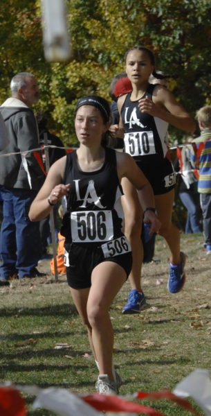 Lincoln Academy top two girls, Emma Allen and Tahlia Mullen placed 12th and 13th at the KVAC Class B championships. (Paula Roberts photo)