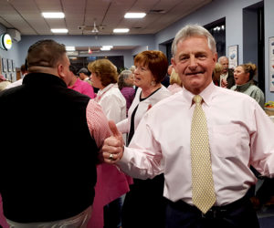 Randy Miller is "thumbs up" at the Real Men Wear Pink fundraiser held Wednesday, Oct. 12 at Newcastle Chrysler Dodge Jeep to benefit the American Cancer Society. (Greg Latimer photo)