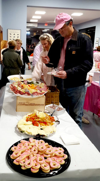 Pink was the color of the day, even for the appetizers, at the Real Men Wear Pink fundraiser held Wednesday, Oct. 12 at Newcastle Chrysler Dodge Jeep to benefit the American Cancer Society. (Greg Latimer photo)