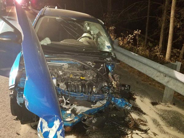 A Damariscotta woman is believed to have driven her 2012 Ford Focus into the path of a tractor-trailer on Route 1 in Woolwich the afternoon of Thursday, Nov. 10, according to Sagadahoc County Sheriff Joel Merry. (Photo courtesy Woolwich Fire Department)