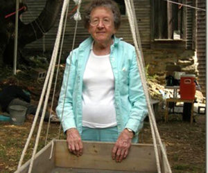 Muriel Wilhelm at the Bryant-Barker tavern site in Newcastle, part of the 18th-century Barstow-Bryant shipbuilding complex.