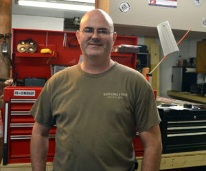 Jason Rogers, of North Waldoboro, at his business, Precision Tool Repair, at 74 Biscay Road in Damariscotta. Rogers opened the business in May. (Maia Zewert photo)