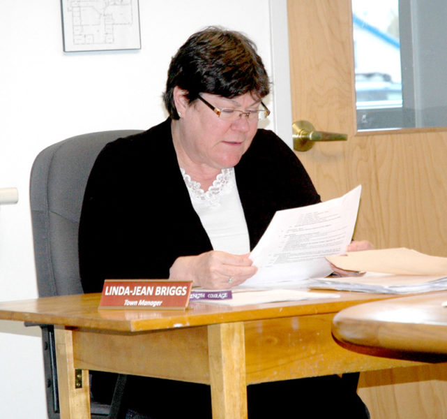 Waldoboro Town Manager Linda-Jean Briggs speaks during a meeting of the Waldoboro Board of Selectmen on April 26. Briggs will resign effective Jan. 20. (Alexander Violo photo)