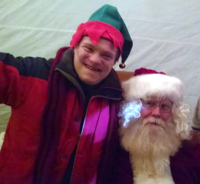 Myles Frederick with Santa Claus in 2015