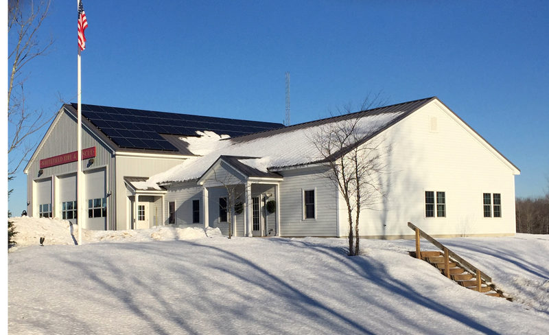 The 18.72-kilowatt solar array on the Whitefield municipal fire station is fully operational as of Tuesday, Dec. 27. (Photo courtesy Erik Ekholm)