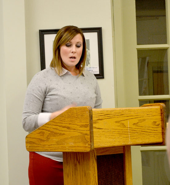 Wiscasset School Department Superintendent Heather Wilmot gives a presentation about the department's proposed energy conservation project during the Wiscasset Board of Selectmen's meeting Tuesday, Dec. 6. (Abigail Adams photo)