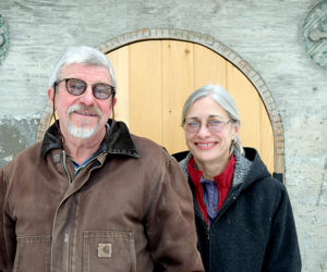 Kurt and Andrea Rauscher in front of the entrance to their new cheese cave. The Rauschers own and operate The Creamery at Bristolhof. (J.W. Oliver photo)