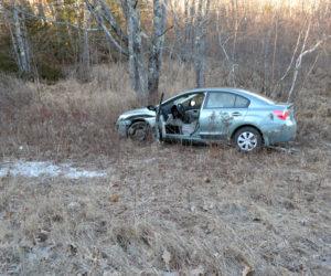 A 2016 Subaru Impreza was damaged and its driver taken to the hospital after an accident on Route 1 in Newcastle on Sunday, Jan. 15. (Maia Zewert photo)