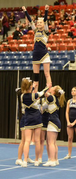 boothbay cheerleaders placed sixth at the South Class C Regionals to qualify for the State meet. (Paula Roberts photo)