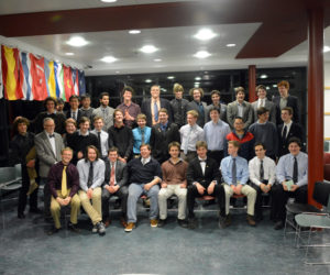 Members of Lincoln Academy's Alpha Sigma Gamma service fraternity, pictured here at their induction ceremony in February 2016, will participate in the national Martin Luther King Jr. Day of Service on Monday, Jan. 16.