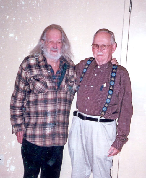 Huston Dodge (left) and Calvin Dodge pose for a photo before a Chats with Champions presentation about the history of the Twin Villages at Skidompha Public Library in Damariscotta on Sept. 9, 2014. (Photo courtesy Calvin Dodge)