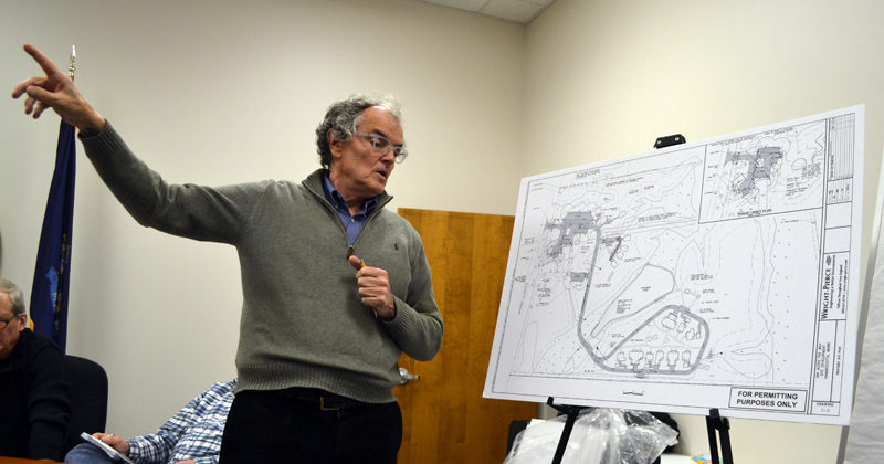 Architect Rick Burt discusses Inn Along the Way's plans for a senior community during the Damariscotta Planning Board meeting Monday, Feb. 6. The planning board voted unanimously to approve the project. (Maia Zewert photo)