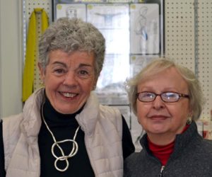 Jeanne Davis (left) and Lil Garcia at Shapers Fitness Gym in Damariscotta on Tuesday, Feb. 14. (Abigail Adams photo)