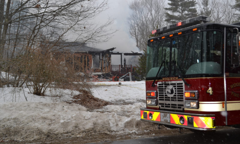 Five area fire departments battled a structure fire at 606 Middle Road in Dresden on Friday, March 24. (Abigail Adams photo)