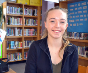 Caitlin Cass, 12, an eighth-grader at Great Salt Bay Community School in Damariscotta, is the official school reporter for the GSB Online Gallery of Arts and Literature. (Christine LaPado-Breglia photo)