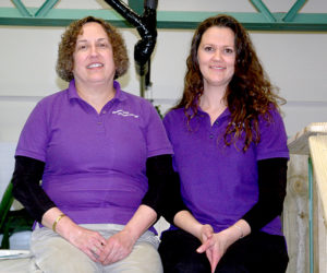 Sheepscot Bay Physical Therapy owner Jean Beattie (left) and Physical Therapy Assistant Margo O'Neal by the center's endless pool. (Alexander Violo photo)