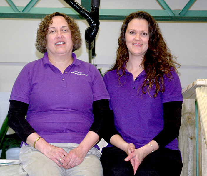 Sheepscot Bay Physical Therapy owner Jean Beattie (left) and Physical Therapy Assistant Margo O'Neal by the center's endless pool. (Alexander Violo photo)