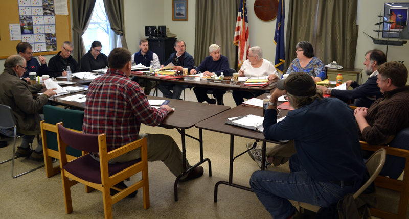 The Wiscasset Board of Selectmen and Wiscasset Budget Committee meets with department heads for a first look at the 2017-2018 budget Saturday, Feb. 25. (Abigail Adams photo)