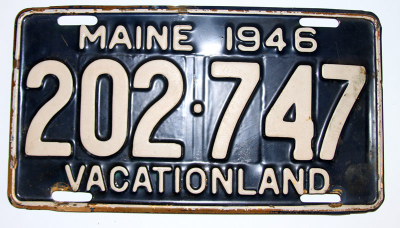 A Maine license plate from 1946