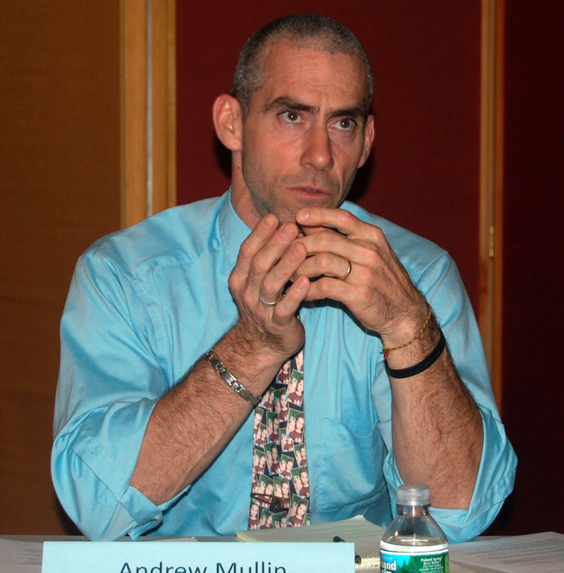 Lincoln Academy Associate Head of School Andrew T. "Andy" Mullin participates in a panel on bullying at Skidompha Public Library on Nov. 3, 2011. (J.W. Oliver photo, LCN file)