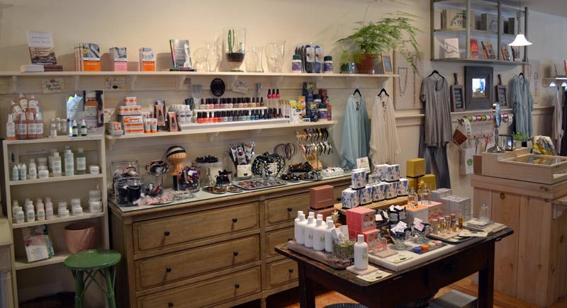 High-quality skin-care products and makeup are among the unique products available at In the Clover on Main Street in Wiscasset. (Abigail Adams photo)