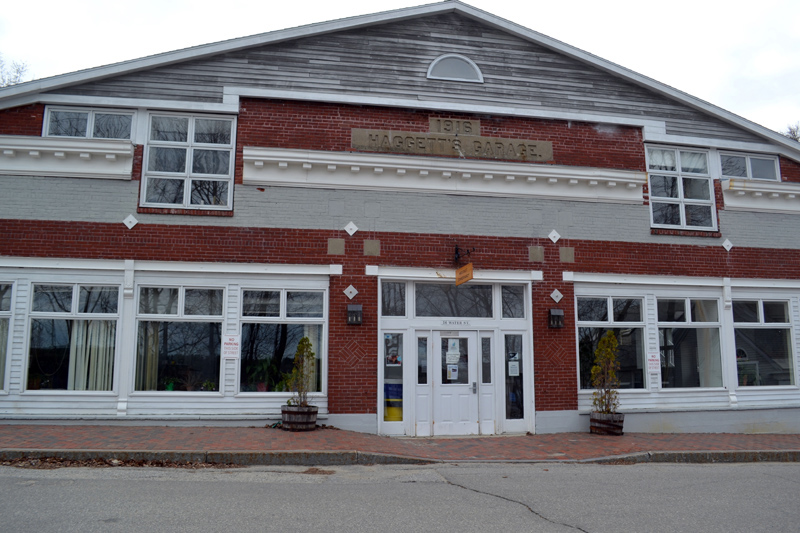 The Haggett Garage on Water Street in Wiscasset on Tuesday, April 18. (Abigail Adams photo)