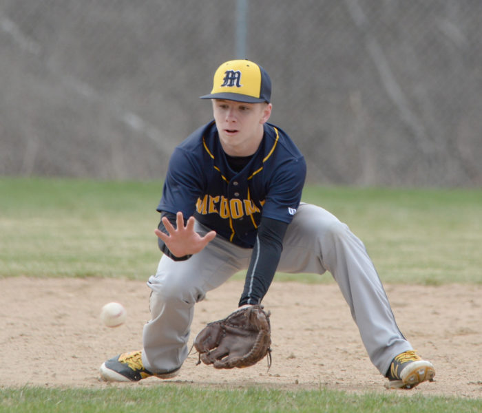 Brent Stewart scoops up a ground ball at shortstop. (Paula Roberts photo)