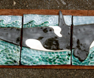 This tile of an orca, titled "exquisite corpse," was created by LA senior Emma Goltz and will be on display at the Lincoln Academy student art show at River Arts in Damariscotta, which opens April 13.