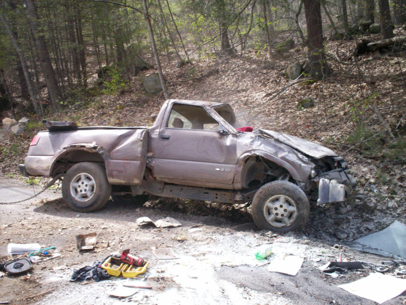 Michael L. Brewer, 61, of Union, crashed his Chevrolet S-10 pickup truck on Butler Road in Boothbay after a police pursuit Saturday, May 13, according to the Lincoln County Sheriff's Office. Brewer was ejected and the truck rolled over onto his arm, pinning him. (Photo courtesy Lincoln County Sheriff's Office)