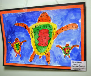Nobleboro Central School third-grader Josh Ward's watercolor painting of sea turtles is one of the many colorful pieces of artwork by local schoolkids on display through Friday, May 19 at The Lincoln Home, 22 River Road, Newcastle. Go see the show before it's gone! (Christine LaPado-Breglia photo)